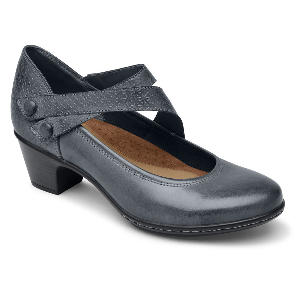 Rockport Wedges For Womens Navy - Cobb Hill Kailyn Asymmetrical Mary Jane - TB5318094